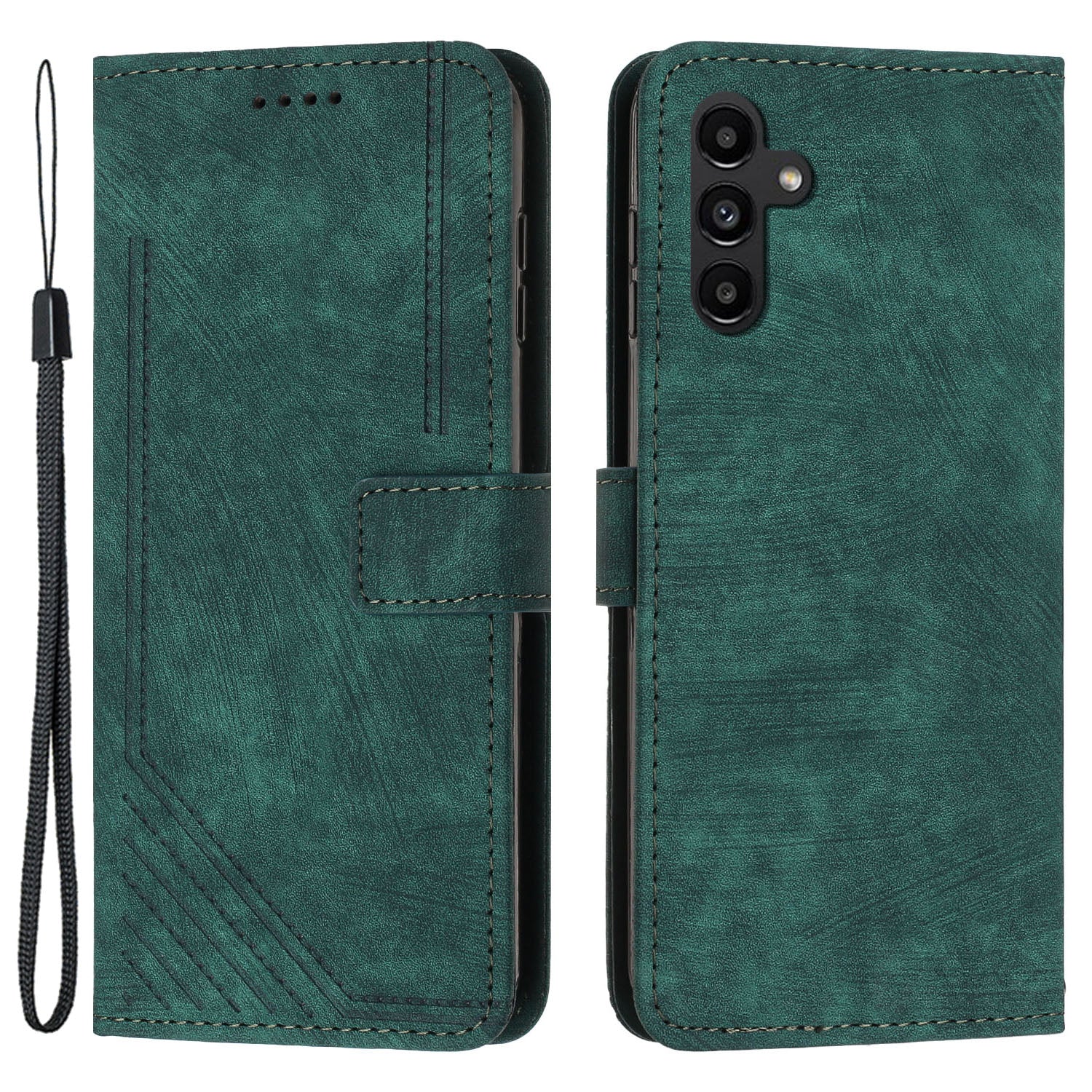 For Samsung Galaxy A35 5G Line Skin-Feel Phone Case Folio PU Leather Cover Wallet - Black For Samsung Galaxy A35 5G Line Skin-Feel Phone Case Folio PU Leather Cover Wallet - Black